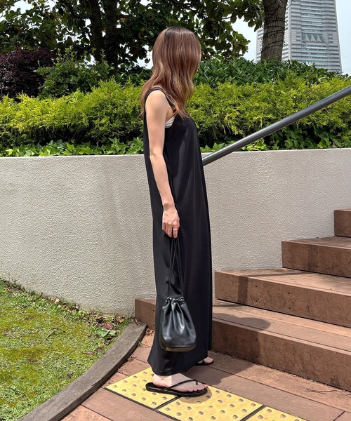 ISOOK(アイスー)の「【ISOOK / アイスー】カットジョーゼットバックオープンワンピース / Iライン ロング丈 ノースリーブ 夏 ZOZOTOWN限定(ワンピース・レディース・ブラウン/ブラック・FREE)」の8枚目の写真