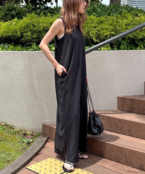 ISOOK(アイスー)の「【ISOOK / アイスー】カットジョーゼットバックオープンワンピース / Iライン ロング丈 ノースリーブ 夏 ZOZOTOWN限定(ワンピース・レディース・ブラウン/ブラック・FREE)」の11枚目の写真
