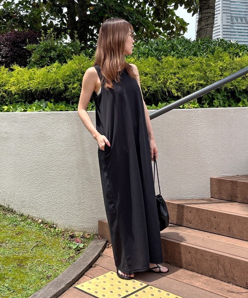 ISOOK(アイスー)の「【ISOOK / アイスー】カットジョーゼットバックオープンワンピース / Iライン ロング丈 ノースリーブ 夏 ZOZOTOWN限定(ワンピース・レディース・ブラウン/ブラック・FREE)」の12枚目の写真