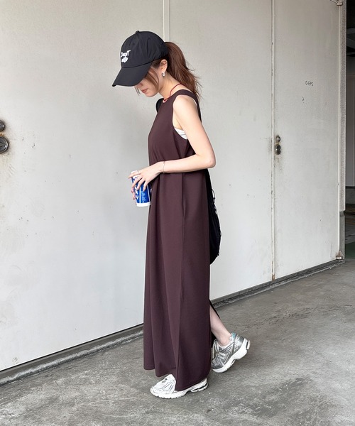 ISOOK(アイスー)の「【ISOOK / アイスー】カットジョーゼットバックオープンワンピース / Iライン ロング丈 ノースリーブ 夏 ZOZOTOWN限定(ワンピース・レディース・ブラウン/ブラック・FREE)」の16枚目の写真