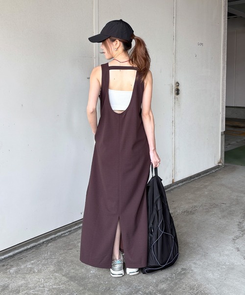 ISOOK(アイスー)の「【ISOOK / アイスー】カットジョーゼットバックオープンワンピース / Iライン ロング丈 ノースリーブ 夏 ZOZOTOWN限定(ワンピース・レディース・ブラウン/ブラック・FREE)」の20枚目の写真