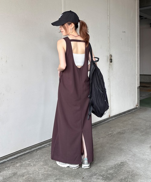 ISOOK(アイスー)の「【ISOOK / アイスー】カットジョーゼットバックオープンワンピース / Iライン ロング丈 ノースリーブ 夏 ZOZOTOWN限定(ワンピース・レディース・ブラウン/ブラック・FREE)」の21枚目の写真
