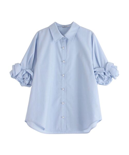 TONAL（トーナル）の「フラワースリーブシャツ（シャツ/ブラウス・レディース・ライトブルー/オフホワイト/ネイビー・MEDIUM）」の7枚目の写真