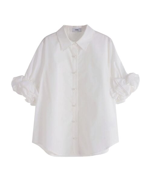 TONAL（トーナル）の「フラワースリーブシャツ（シャツ/ブラウス・レディース・ライトブルー/オフホワイト/ネイビー・MEDIUM）」の5枚目の写真