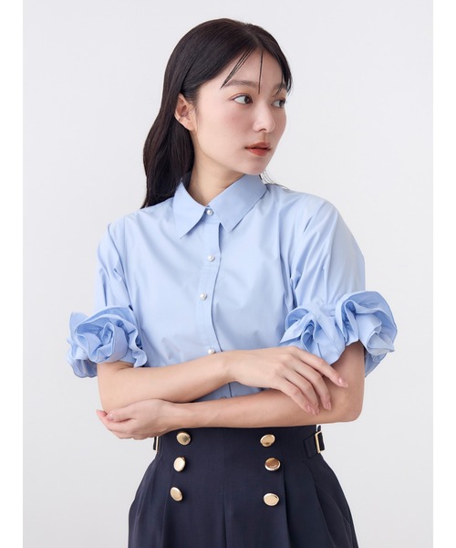 TONAL（トーナル）の「フラワースリーブシャツ（シャツ/ブラウス・レディース・ライトブルー/オフホワイト/ネイビー・MEDIUM）」の3枚目の写真