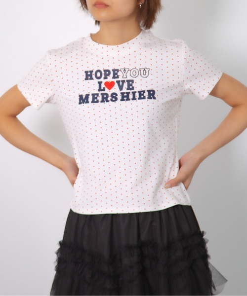 MEMECLE(メメクル)の「【 MEMECLE / メメクル 】ドットロゴプリントTシャツ(Tシャツ/カットソー・レディース・ネイビー/ホワイト/レッド/グレー・FREE)」の4枚目の写真
