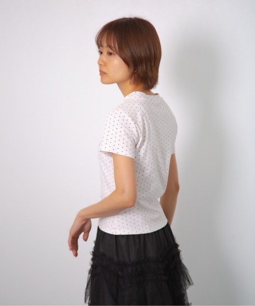 MEMECLE(メメクル)の「【 MEMECLE / メメクル 】ドットロゴプリントTシャツ(Tシャツ/カットソー・レディース・ネイビー/ホワイト/レッド/グレー・FREE)」の14枚目の写真
