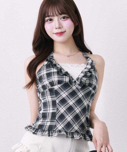 セール】【Belle Charme】Halter Neck Frill Tops（シャツ/ブラウス