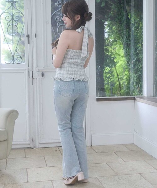 Belle Charme(ベルシャルム)の「【Belle Charme】Halter Neck Frill Tops(シャツ/ブラウス・レディース・ドット/オフホワイト/ブラック・FREE)」の8枚目の写真