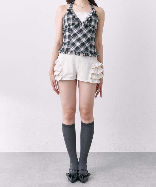 Belle Charme(ベルシャルム)の「【Belle Charme】Halter Neck Frill Tops(シャツ/ブラウス・レディース・ドット/オフホワイト/ブラック・FREE)」の11枚目の写真