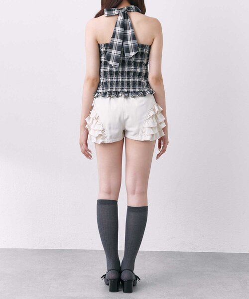 Belle Charme(ベルシャルム)の「【Belle Charme】Halter Neck Frill Tops(シャツ/ブラウス・レディース・ドット/オフホワイト/ブラック・FREE)」の12枚目の写真
