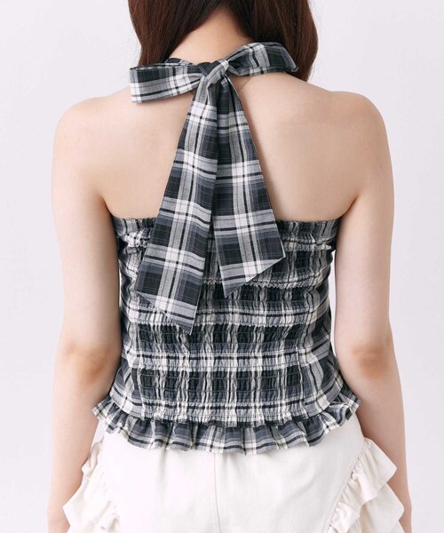 Belle Charme(ベルシャルム)の「【Belle Charme】Halter Neck Frill Tops(シャツ/ブラウス・レディース・ドット/オフホワイト/ブラック・FREE)」の13枚目の写真