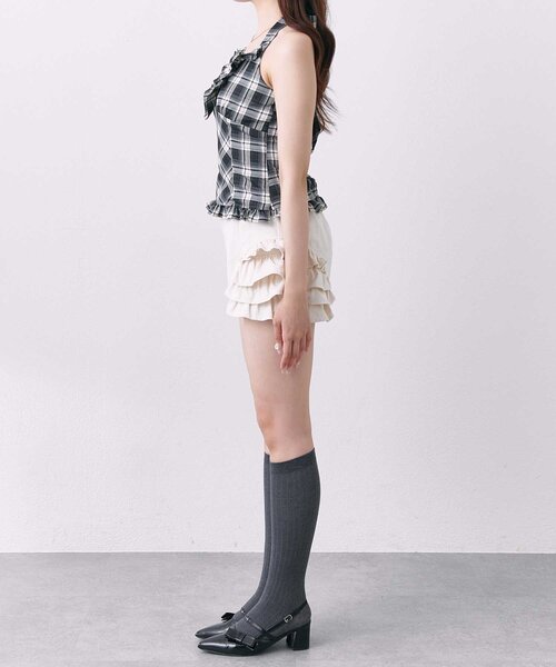 Belle Charme(ベルシャルム)の「【Belle Charme】Halter Neck Frill Tops(シャツ/ブラウス・レディース・ドット/オフホワイト/ブラック・FREE)」の14枚目の写真