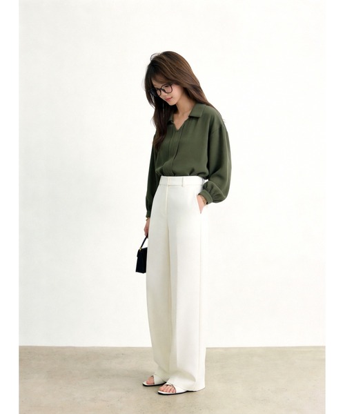 Sew loop(ソーループ)の「スキッパー風デザイン&ボリュームスリーブブラウス(シャツ/ブラウス・レディース・ブラック/オリーブ/グレー・FREE)」の22枚目の写真