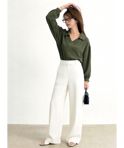 Sew loop(ソーループ)の「スキッパー風デザイン&ボリュームスリーブブラウス(シャツ/ブラウス・レディース・ブラック/オリーブ/グレー・FREE)」の21枚目の写真