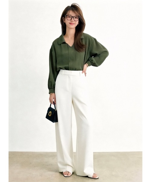 Sew loop(ソーループ)の「スキッパー風デザイン&ボリュームスリーブブラウス(シャツ/ブラウス・レディース・ブラック/オリーブ/グレー・FREE)」の19枚目の写真