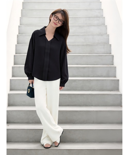Sew loop(ソーループ)の「スキッパー風デザイン&ボリュームスリーブブラウス(シャツ/ブラウス・レディース・ブラック/オリーブ/グレー・FREE)」の16枚目の写真