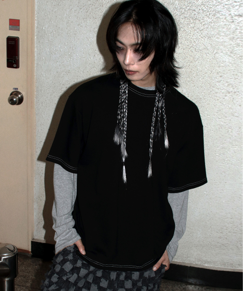 DEMARC(ドゥマーク)の「M OUTSTITCH BOXY SHORT SLEEVE TEE - Black(Tシャツ/カットソー・メンズ・その他・MEDIUM/LARGE)」の1枚目の写真