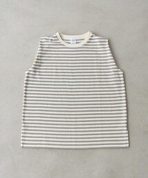 マルチボーダー ワッフルタックノースリーブトップス