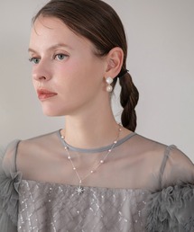 Leja（レジャ）の「【LEJA】ピンクパールステーションスタービジューネックレス結婚式 パーティー 成人式 二次会 同窓会 お呼ばれ オケージョン 20代 30代（ネックレス）」