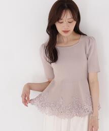 PROPORTION BODY DRESSING（プロポーションボディドレッシング）の「レーストリムペプラムニット / 1216270807（ニット/セーター）」