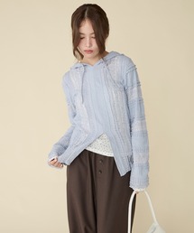 【Unblend】シアーレース シェイプシルエット フーディートップス