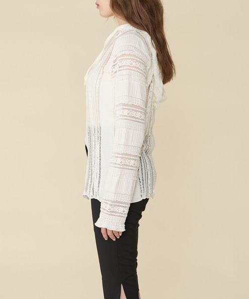 Unblend（アンブレンド）の「【Unblend】シアーレース シェイプシルエット フーディートップス（Tシャツ/カットソー・レディース・ブラック/チャコール/ライトブルー/オフホワイト・FREE）」の17枚目の写真
