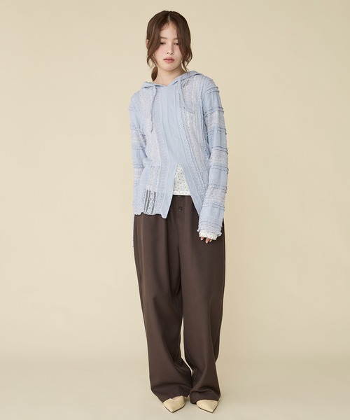 Unblend（アンブレンド）の「【Unblend】シアーレース シェイプシルエット フーディートップス（Tシャツ/カットソー・レディース・ブラック/チャコール/ライトブルー/オフホワイト・FREE）」の7枚目の写真