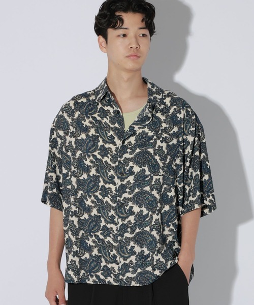 LAKOLE(ラコレ)の「柄カット楊柳半袖シャツ / 1009854(シャツ/ブラウス・メンズ・ホワイト/ブラック/ネイビー・MEDIUM/LARGE)」の2枚目の写真