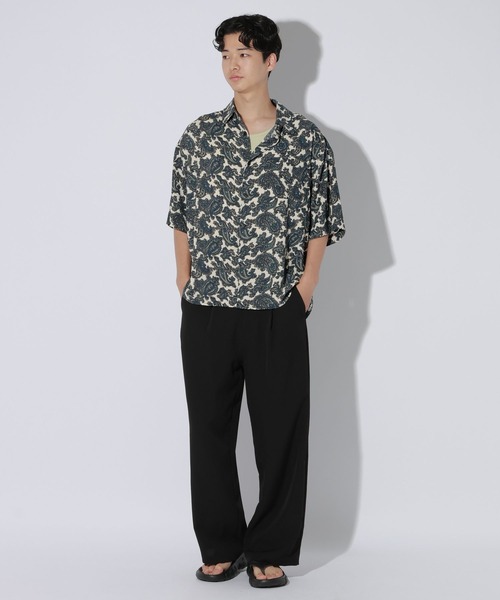 LAKOLE(ラコレ)の「柄カット楊柳半袖シャツ / 1009854(シャツ/ブラウス・メンズ・ホワイト/ブラック/ネイビー・MEDIUM/LARGE)」の4枚目の写真
