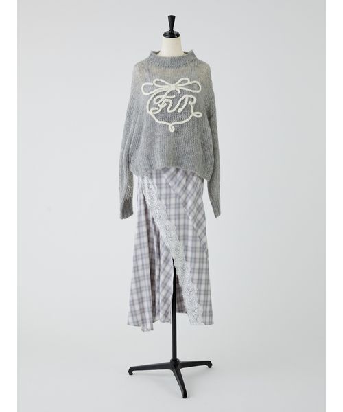 FURFUR(ファーファー)の「レーストリムフレアチェックドレス(その他トップス・レディース・グレー/レッド/グリーン・F)」の7枚目の写真