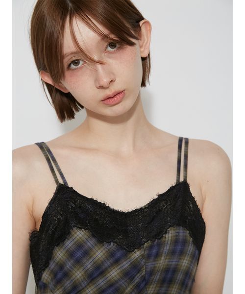 FURFUR(ファーファー)の「レーストリムフレアチェックドレス(その他トップス・レディース・グレー/レッド/グリーン・F)」の14枚目の写真