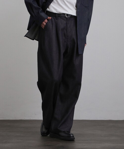 tk.TAKEO KIKUCHI(ティーケータケオキクチ)の「【色褪せしにくいデニム】Comfy Fadeless Denim Seriesワイドストレートデニム(デニムパンツ・メンズ・ネイビー/ブラック・03/02/01)」の2枚目の写真
