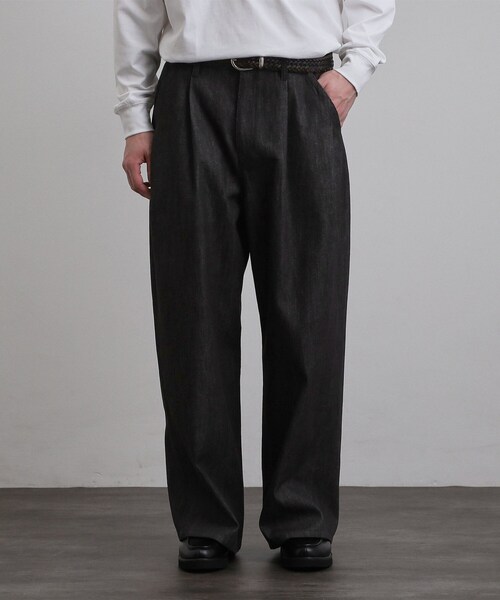 tk.TAKEO KIKUCHI(ティーケータケオキクチ)の「【色褪せしにくいデニム】Comfy Fadeless Denim Seriesワイドストレートデニム(デニムパンツ・メンズ・ネイビー/ブラック・03/02/01)」の1枚目の写真