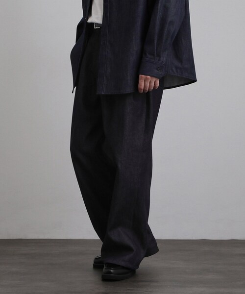 tk.TAKEO KIKUCHI(ティーケータケオキクチ)の「【色褪せしにくいデニム】Comfy Fadeless Denim Seriesワイドストレートデニム(デニムパンツ・メンズ・ネイビー/ブラック・03/02/01)」の8枚目の写真