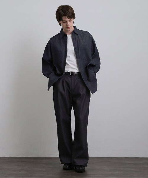 tk.TAKEO KIKUCHI(ティーケータケオキクチ)の「【色褪せしにくいデニム】Comfy Fadeless Denim Seriesワイドストレートデニム(デニムパンツ・メンズ・ネイビー/ブラック・03/02/01)」の9枚目の写真