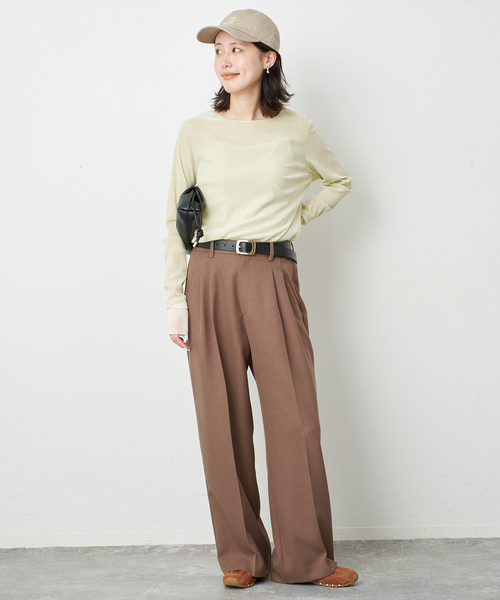 SLOBE IENA(スローブイエナ)の「フロッキーベロアレイヤードデザインロンTEE(Tシャツ/カットソー・レディース・ブラウン/ライトグリーン/ボルドー・FREE)」の13枚目の写真