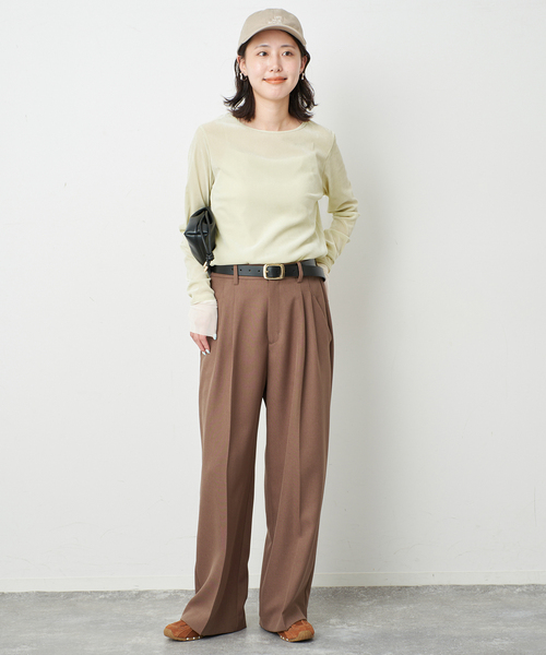 SLOBE IENA(スローブイエナ)の「フロッキーベロアレイヤードデザインロンTEE(Tシャツ/カットソー・レディース・ブラウン/ライトグリーン/ボルドー・FREE)」の14枚目の写真