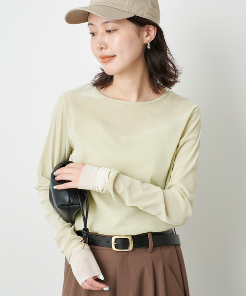 SLOBE IENA(スローブイエナ)の「フロッキーベロアレイヤードデザインロンTEE(Tシャツ/カットソー・レディース・ブラウン/ライトグリーン/ボルドー・FREE)」の19枚目の写真