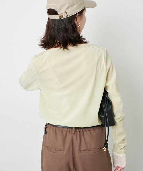 SLOBE IENA(スローブイエナ)の「フロッキーベロアレイヤードデザインロンTEE(Tシャツ/カットソー・レディース・ブラウン/ライトグリーン/ボルドー・FREE)」の21枚目の写真