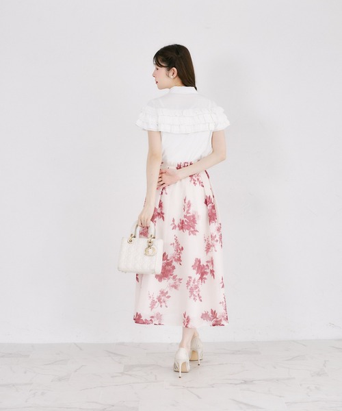 tocco closet(トッコ クローゼット)の「フリルメロウ配色パール釦ブラウス(シャツ/ブラウス・レディース・オフホワイト/ネイビー・M)」の8枚目の写真