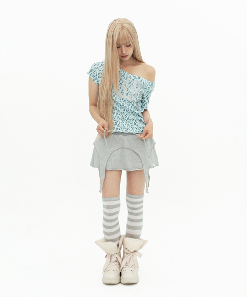 SETUP-EXE（セットアップイーエックスイー）の「BABY WIDE NECK TOP / LEOPARD MINT（Tシャツ/カットソー・レディース・その他・OS）」の2枚目の写真