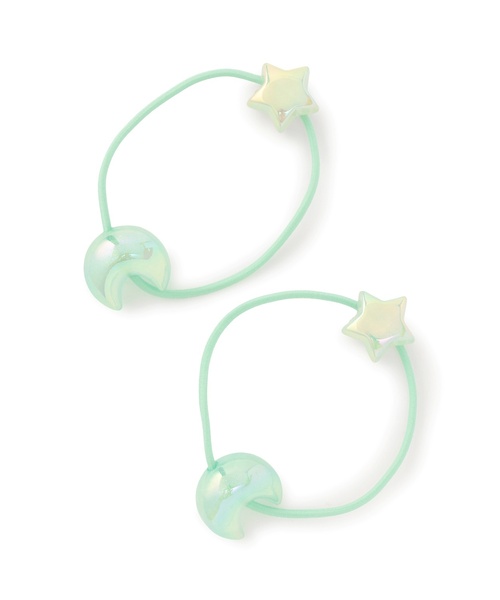 Lycee mine（リセマイン）の「【ふんわり蓄光】星と月のヘアゴム(2コセット)【子供服】【キッズ】【女の子】（その他ヘアアクセサリー・キッズ・ピンク/エメラルド/サックスブルー/ラベンダー・F）」の6枚目の写真