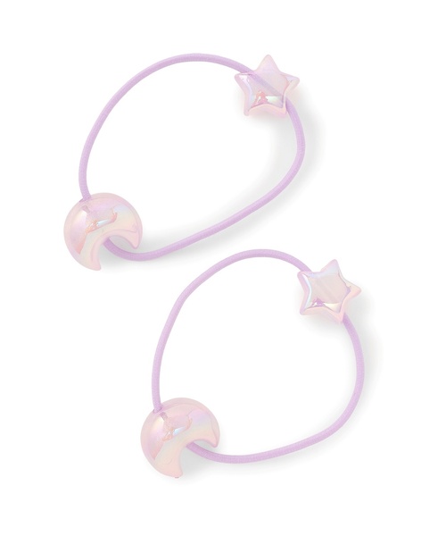 Lycee mine（リセマイン）の「【ふんわり蓄光】星と月のヘアゴム(2コセット)【子供服】【キッズ】【女の子】（その他ヘアアクセサリー・キッズ・ピンク/エメラルド/サックスブルー/ラベンダー・F）」の7枚目の写真