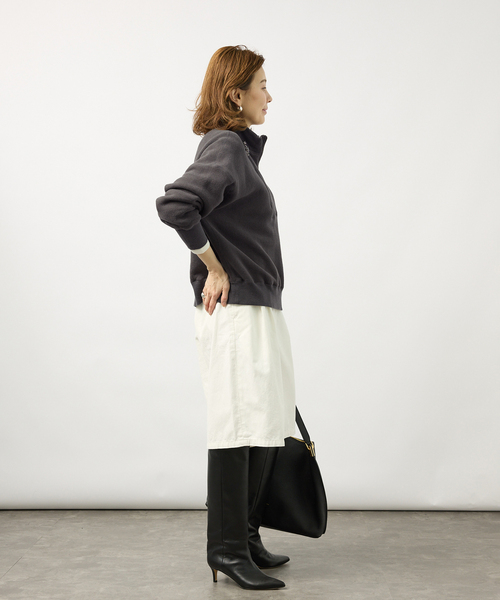 TICCA(ティッカ)の「TICCA ティッカ ダウニー裏毛ZIPプルオーバー 263426291(Tシャツ/カットソー・レディース・チャコールグレー/バーガンディー・FREE)」の4枚目の写真