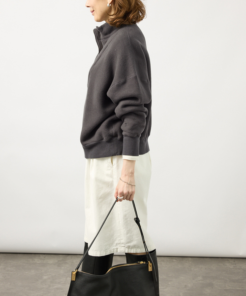 TICCA(ティッカ)の「TICCA ティッカ ダウニー裏毛ZIPプルオーバー 263426291(Tシャツ/カットソー・レディース・チャコールグレー/バーガンディー・FREE)」の7枚目の写真