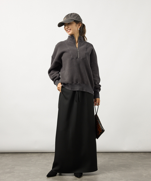 TICCA(ティッカ)の「TICCA ティッカ ダウニー裏毛ZIPプルオーバー 263426291(Tシャツ/カットソー・レディース・チャコールグレー/バーガンディー・FREE)」の9枚目の写真