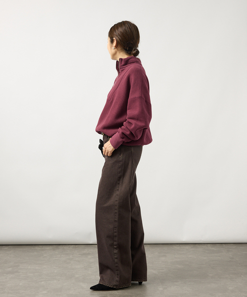 TICCA(ティッカ)の「TICCA ティッカ ダウニー裏毛ZIPプルオーバー 263426291(Tシャツ/カットソー・レディース・チャコールグレー/バーガンディー・FREE)」の11枚目の写真