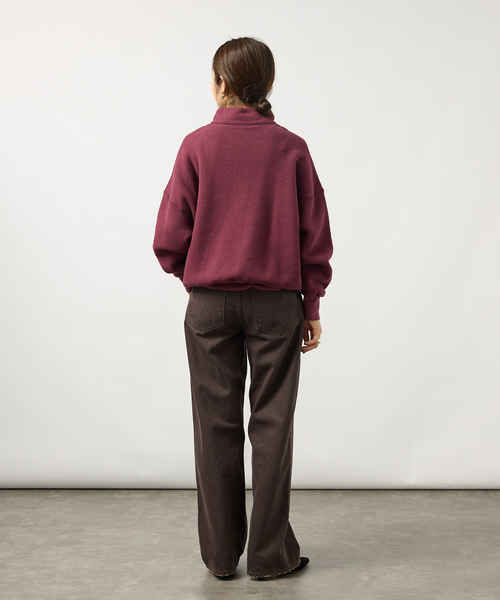 TICCA(ティッカ)の「TICCA ティッカ ダウニー裏毛ZIPプルオーバー 263426291(Tシャツ/カットソー・レディース・チャコールグレー/バーガンディー・FREE)」の12枚目の写真