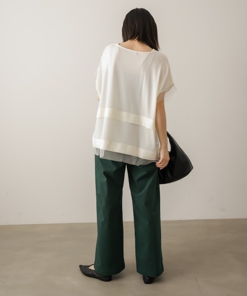 Bou Jeloud(ブージュルード)の「タイマルスクエア異素材切り替えプル(Tシャツ/カットソー・レディース・チャコールグレー/アイボリー・FREE)」の10枚目の写真